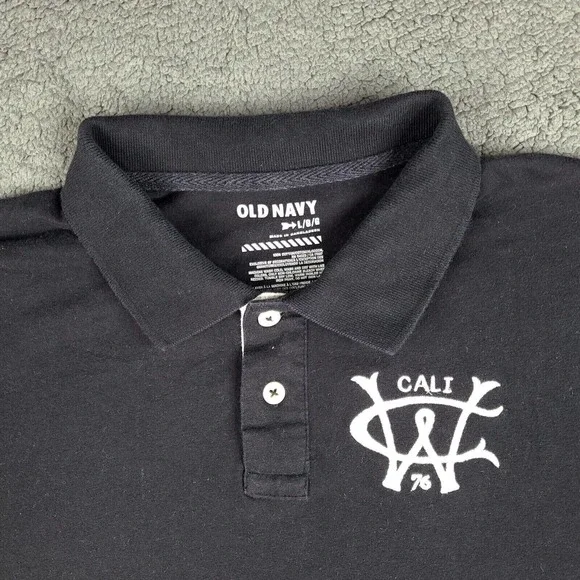 Old Navy Polo Shirt Men's Large Black Cali '76‎ Embroidered - Picture 2 of 11